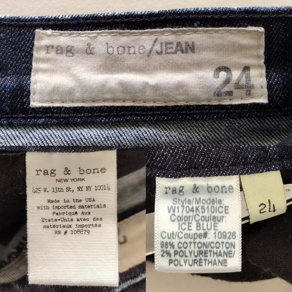 Rag & Bone Women's Distressed Ice Blue Denim Mid Rise Skinny Jeans Size 24 - Picture 10 of 13